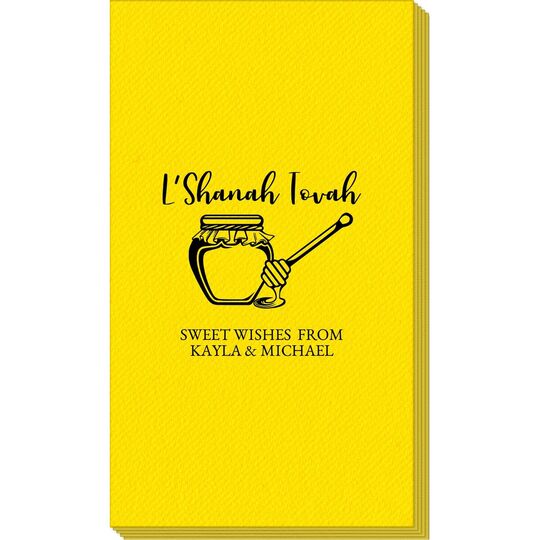 L'Shanah Tovah Honey Pot Linen Like Guest Towels